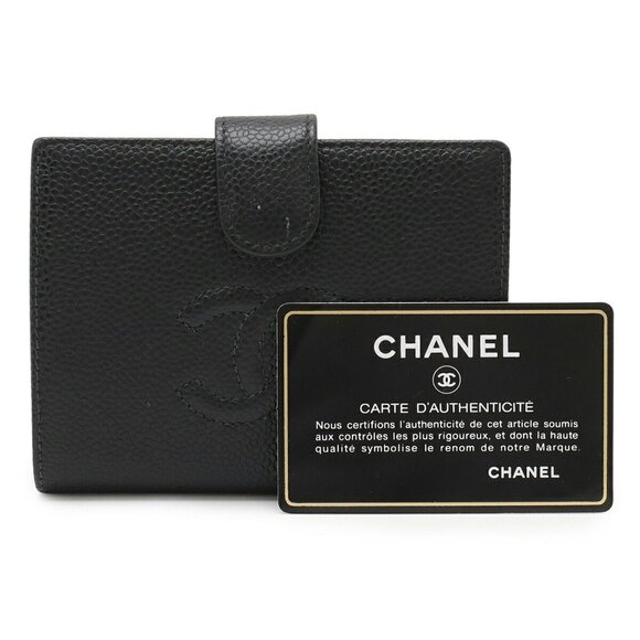 CHANEL Authentic Black Caviar Leather Logo Wallet - Picture 10 of 10